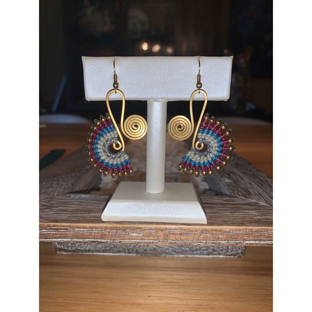 Thai Macrame Earrings - Picture 2 of 5